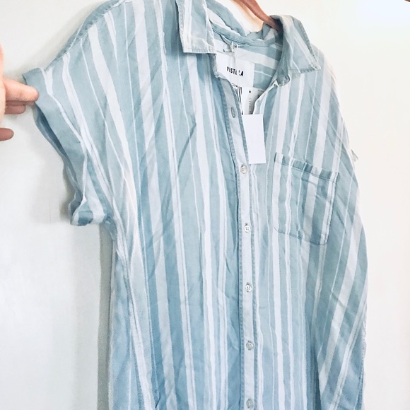 🎊HOST PICK🎊 PISTOLA’s💙Ava Striped Button Down Hi-Low👚XXLG - Picture 5 of 16